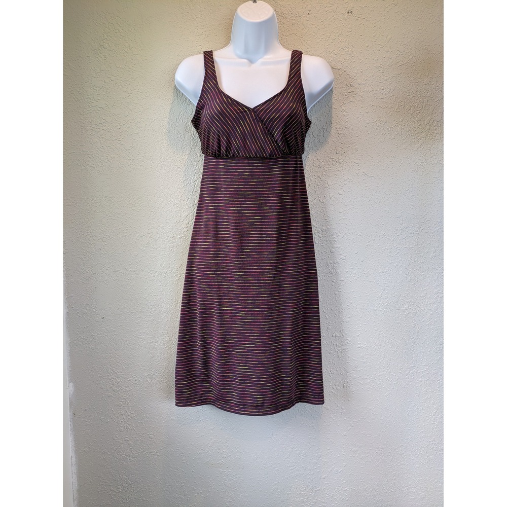 Prana Ivy Striped Dress Casual Travel Sundress Sleeveless‎ Purple XS athleisure